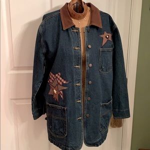 NWT folk art jean jacket